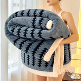 1PC Reversible Fluffy Sherpa Lined Blanket, Ultra Soft Heavyweight Fleece Blanket, Stylish Decorative Warm Blanket for Living Room Apartment