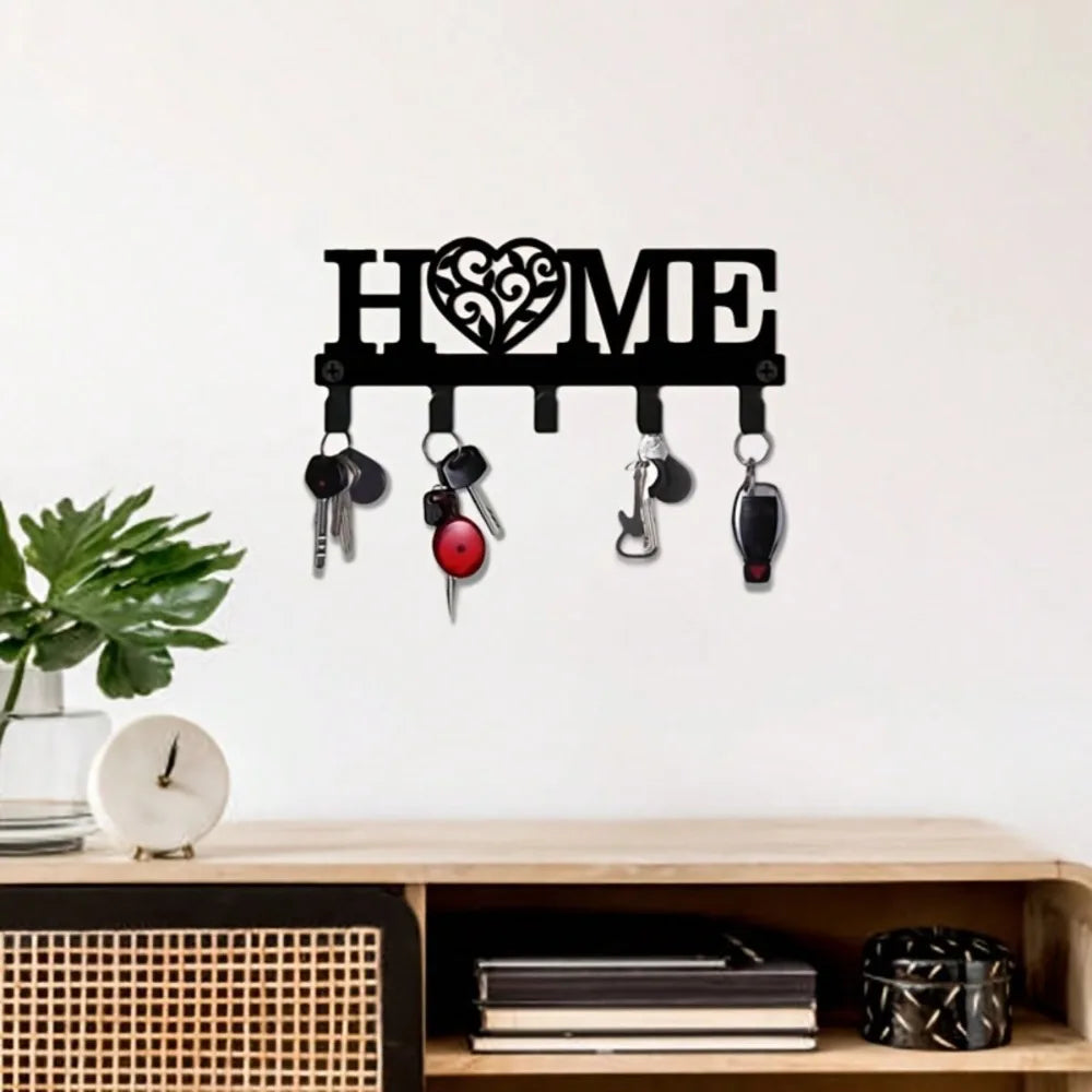 CIFBUY Iron Wall Art Metal Key Hook Home Entryway Organizer for Coats Hats Bags Decorative Hanging Decor Modern Rustic Accent