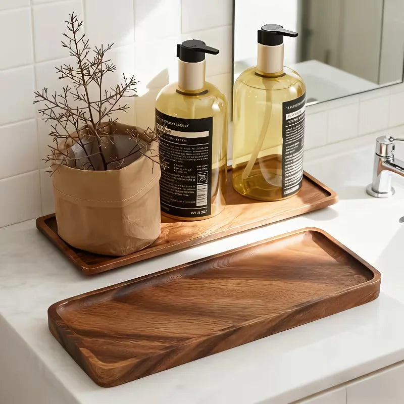 Natural Wooden Tray Rectangular Plate Fruit Snacks Food Storage Trays Hotel Home Serving Tray Decorate Supplies