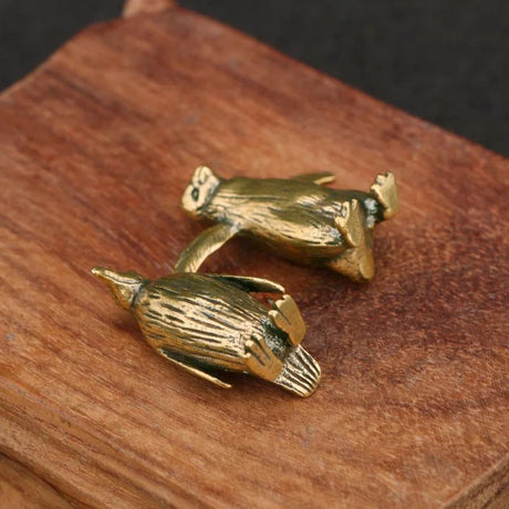 Funny Brass Standing Little Penguin Statue Desktop Decorative Trinkets Creativity Marine Animal Cute Craft Collection Children