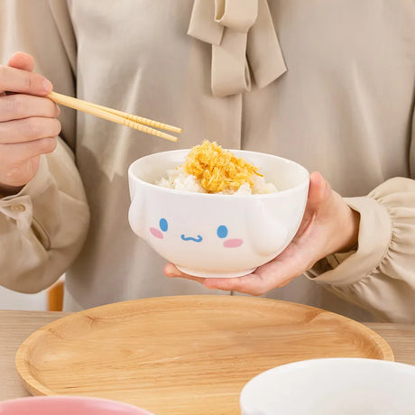 For Sanrio Ceramic Rice Bowls 5Inch Cute for Melody& Cinnamoroll& Kuromi Kids Tableware Home Cartoon Anime Relief Bowl for Gift