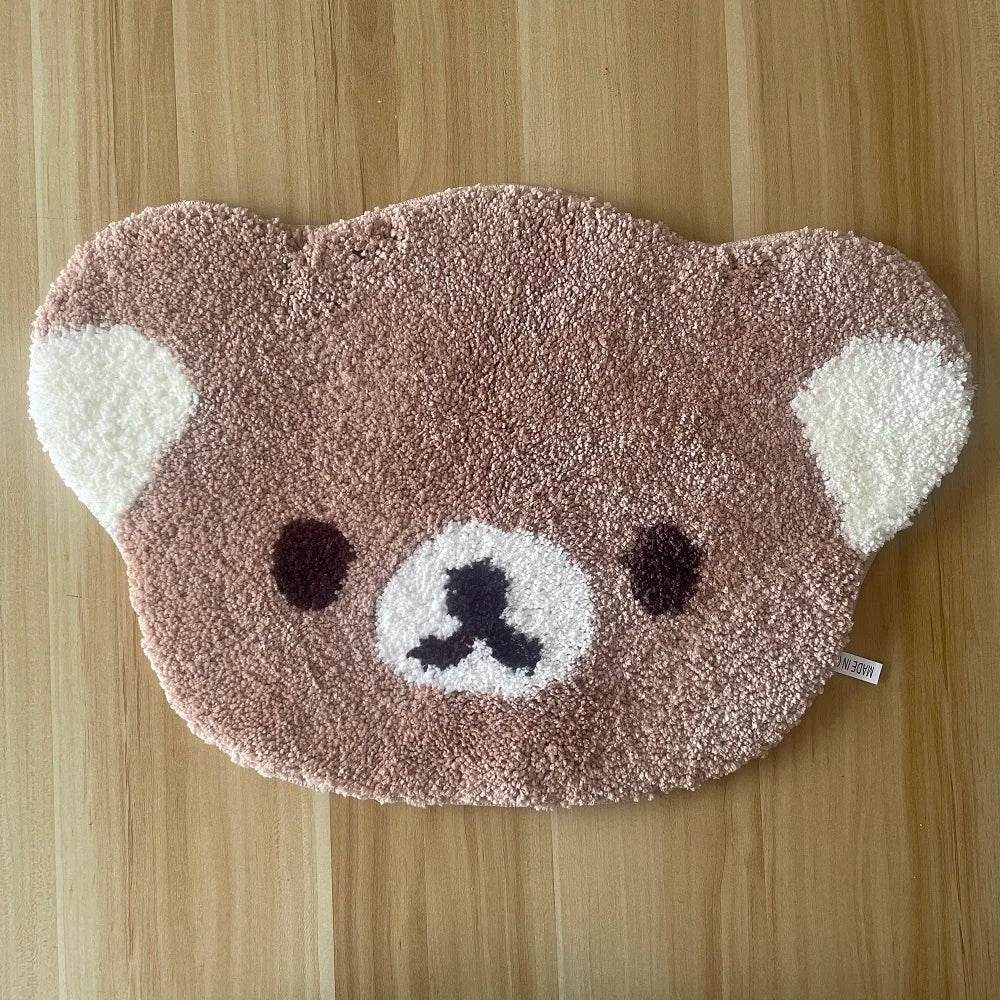 Cartoon Rilakkumas Turftd Rug Kawaii Korilakkuma Bear Floor Mat Bedroom Chair Bedside Lounge Rug Bathroom Doormat Home Decor