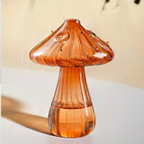 Transparent Glass Mushroom Vase - Hydroponic Planter for Home & Garden, Cute Round Pot Summer Plants Battery-Free