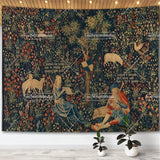 Medieval Unicorn Tapestry Wall Hanging For Home Decor Paintings Retro Hippie Tapestries Aesthetic Background Yoga Meditation