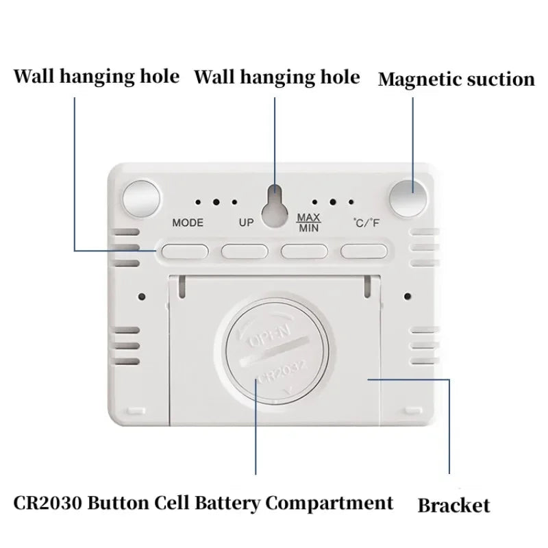 Magnetic LCD Digital Clock Wall Mounted 3.7Inch Refrigerator wall Alarm Clock Ultra Thin Desk Clock for Bedside Living Room