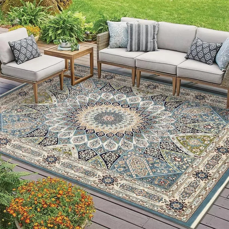 Bohemian Carpet American Country Vintage Mat Living Room Tea Table Mat Outdoor Balcony Fully Covered Rug Courtyard Floor Mats