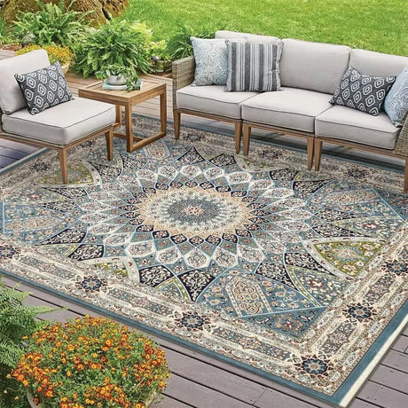 Bohemian Carpet American Country Vintage Mat Living Room Tea Table Mat Outdoor Balcony Fully Covered Rug Courtyard Floor Mats