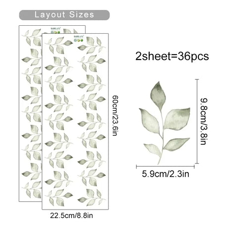 Boho Style Flowers Leaves Watercolor Wall Sticker Nursery Vinyl Wall Art Decals for Living Room Bedroom Kids Room Home Decor