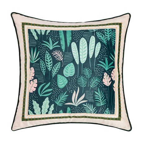 Velvet Cushion Cover 45x45cm Soft Pillow Cover Green Leaves Moss Printed Home Decorative for Sofa Bed Living Room Bedroom