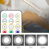 RGB LED Under Cabinet Lights with Remote Control Battery Powered Wireless Dimmable Night Lamp LED Lights for Home Wardrobe Light