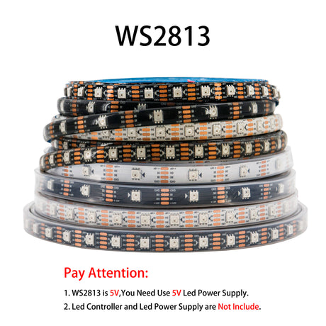 WS2812B WS2811 WS2813 WS2815 5050 RGB Smart LED Strip Lights WS2812 Individually Addressable IC 30/60/144Pixels/Leds/m Tape