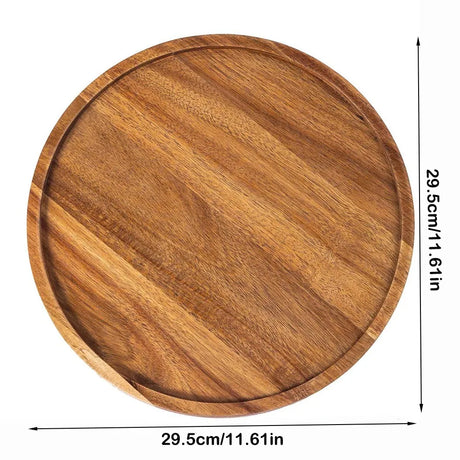 Decorative Tray Round Dinner Plate Wooden Large Wood Platte Dessert Pallet