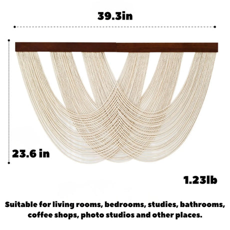 Handwoven Cotton Rope Wall Art Canvas Large Boho Macrame Tapestry for Living Room Bedroom Home Decor White