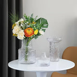 Handmade Glacier Textured Glass Vase, 8cm/3.15inch Caliber for Wide-Mouthed Floral for Decorating Living Rooms and Dining Tables