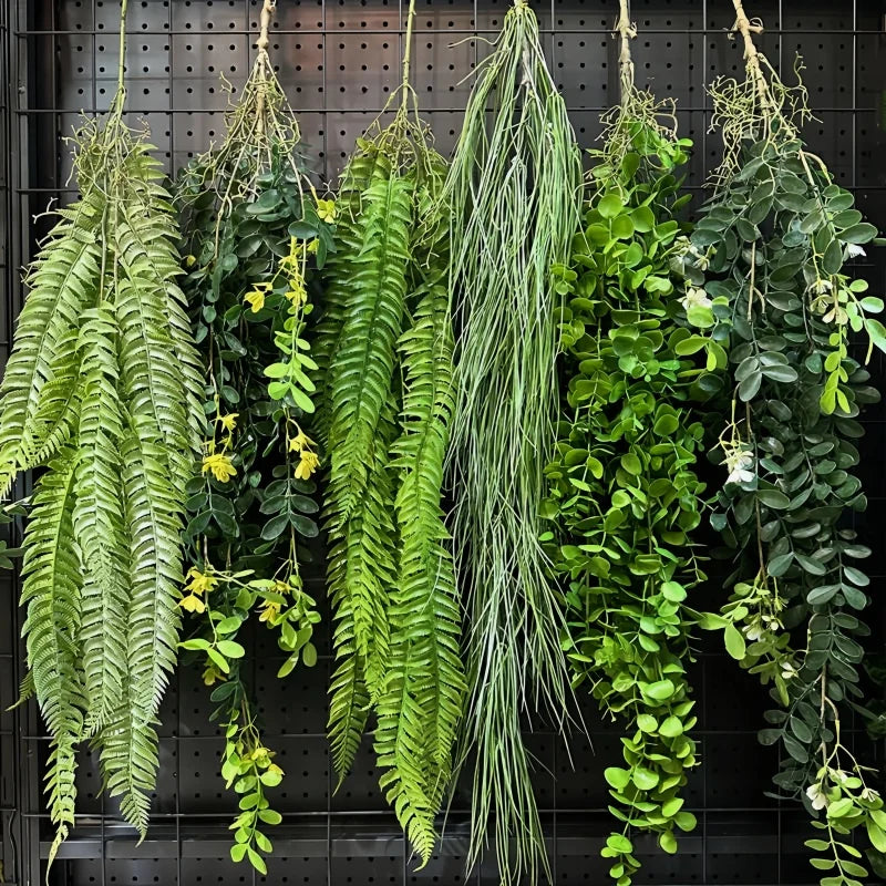 1PC Artificial Hanging Green Plants Fake Rattan Wall Hanging Plastic Vine for Home Garden Restaurant Decoration Soft Landscaping