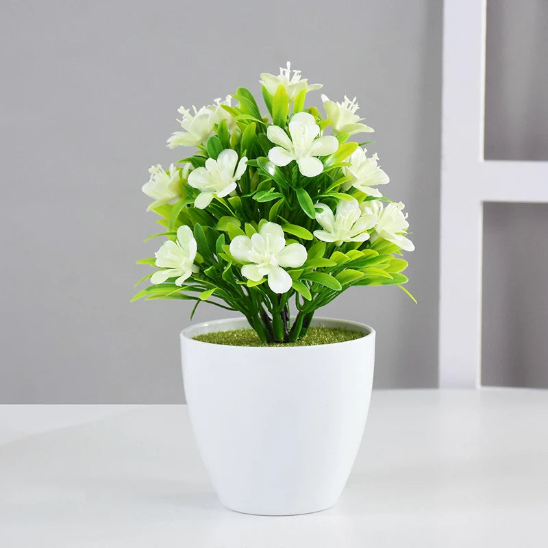 1pc Artificial Potted Plant Small Bonsai Flowers Pot Simulated Tree Ornaments Wedding Home Hotel Office Table Decor Fake Plants