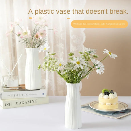 4066 Simple Plastic Vase Silver Willow Hydroponic Flowers Artificial Flower Vase Desktop Living Room Decoration Ornaments