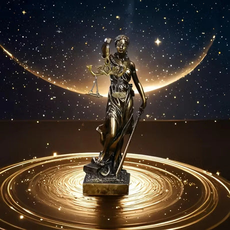 Creative Retro Round bottom Justice Goddess Statue Lawyer Office Ornament Gifts Home Living room Sculpture Desk Decor