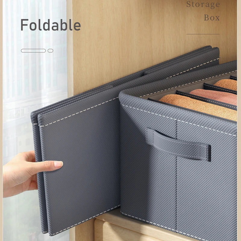 Thickened Pants Storage Box Foldable 9/7/6 Grids Organizer for Jeans Sweatshirt Shirt Wardrobe Organizers of Cabinets and Drawer