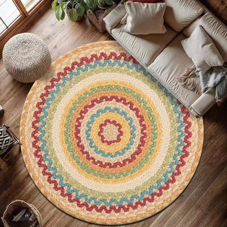 Round Mandala Carpet Mat Rug Bohemian Ethnic Home Decoration Non-slip Handwoven Colorful Geometric Living Room Floor Mat