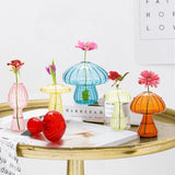 Mushroom Glass Vase Set - Mini Propagation Terrarium for Plants & Flowers | Cute Home/Office Decor, Indoor Plant Gift for Women