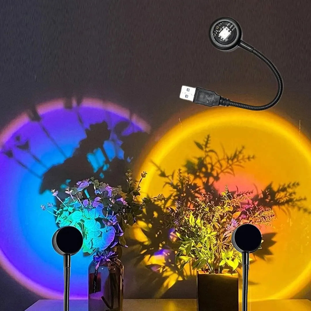 MeeToo USB Sunset Mood Lamp Led Projector Neon Night Light for Living Room Decor Bedroom Background Photography Wall Atmosphere