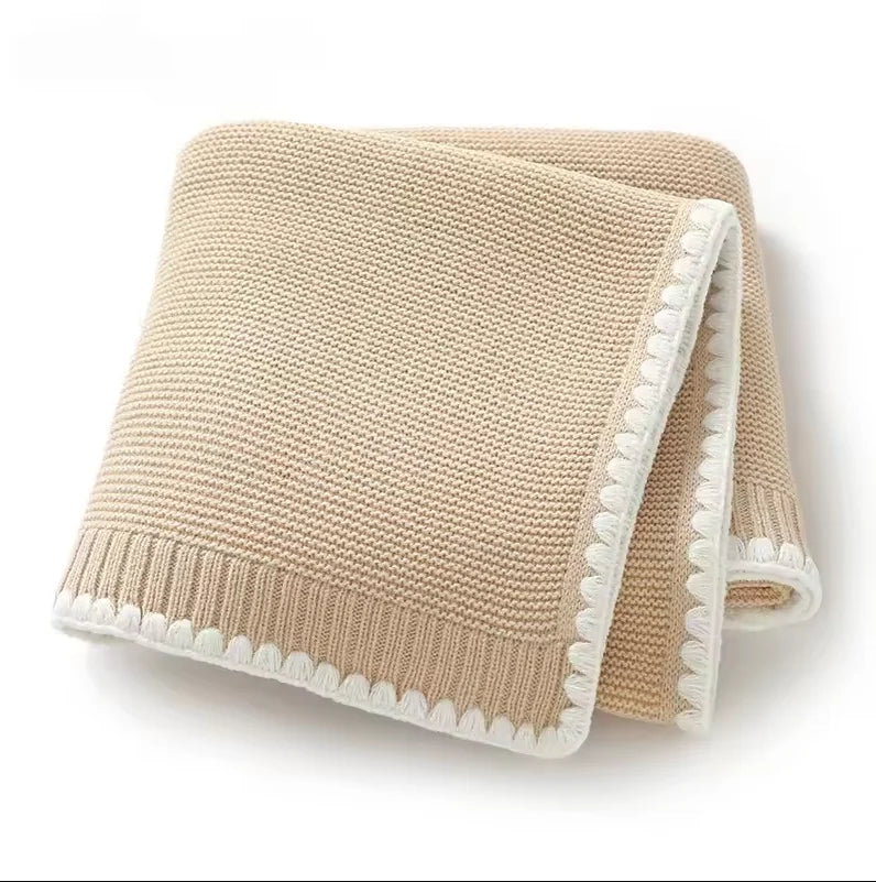 Personalized Name Knitted Acrylic Baby Blanket Breathable Boys Girls Newborn Swaddle Wraps Infant Nap Security Blankets