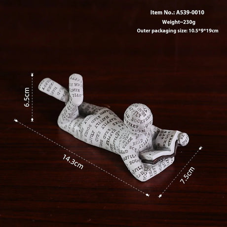 Nordic Book Lover Statue - Reading Person Resin Sculpture for Bookshelf Decor, Study Desk Ornament Minimalist Craft Decor