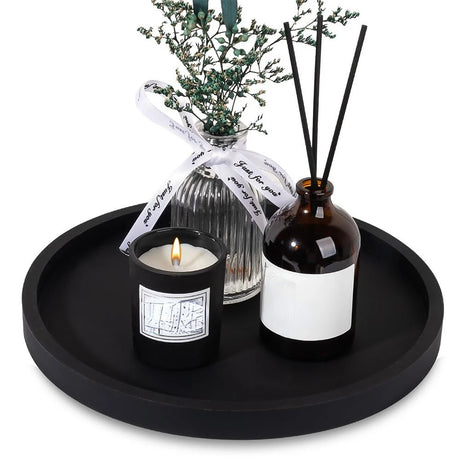 A Round Bathroom Tray, Decorative Vanity Tray, Silicone Soap Holder, Kitchen Countertop Organizer, Coffee Table Decoration, Suitable for Candles, Perfumes, Plants - Decorative Tray