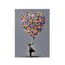 Girl with Heart Balloon Canvas Print, Graffiti Street Art, Colorful Balloon Girl Vibrant Heart-Shaped, Urban Street Art Decor