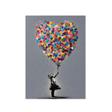 Girl with Heart Balloon Canvas Print, Graffiti Street Art, Colorful Balloon Girl Vibrant Heart-Shaped, Urban Street Art Decor