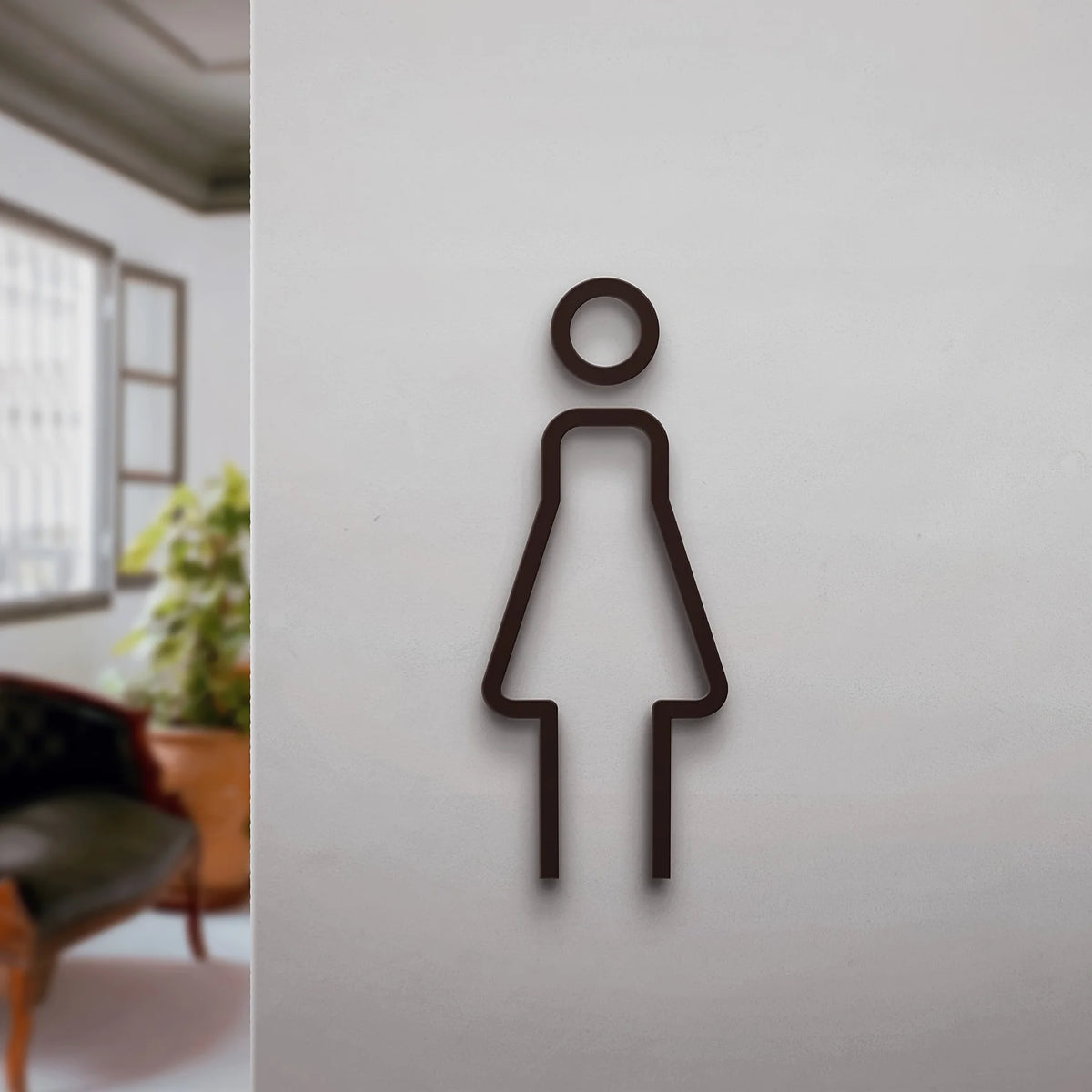 1pc 3D Acrylic Restroom Sign, Unisex - Black and Golden, Easy Door Mount for Hotels and B&Bs, Plastic Material