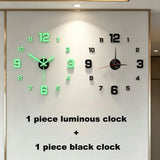 Glow-In-The-Dark DIY Wall Clock Creative Design Mirror Surface Wall Decor Sticker Clock, Minimalist Decorative Clock, Silent Wall Sticker Clock, Living Room Bedroom Wall Sticker Creative Clock (Glow-In-The-Dark Model Only Glo