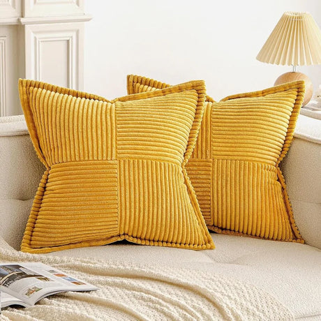 Solid Color Striped Corduroy Pillow Cushion Cover - Minimalist Sofa Backrest Cushion Office Lumbar Support Pillow Case for Nap