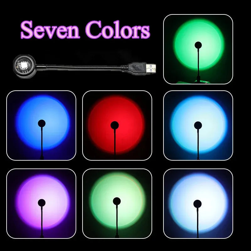 1-4pcs Sunset Lamp LED Rainbow Neon Night Light Projector Photography Wall Atmosphere Lighting for Bedroom Home Room Decor Gift