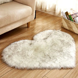 30X40cm Shaggy Carpet Faux Wool Heart Shaped Carpet Chair Sofa Cushion Living Room Bedroom Decorative Floor Mats Washable