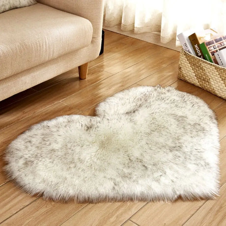 30X40cm Shaggy Carpet Faux Wool Heart Shaped Carpet Chair Sofa Cushion Living Room Bedroom Decorative Floor Mats Washable