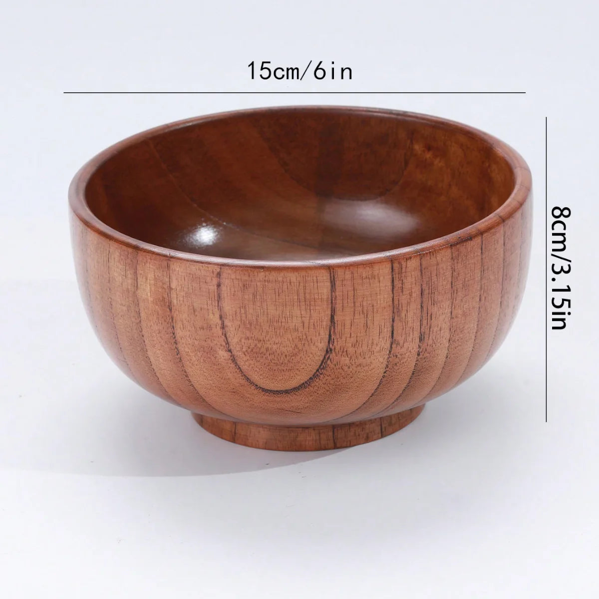 1Pc Stackable Solid Wood Bowl / Available in Large and Small Sizes / Household Wooden Bowl for Salad / Rice / Soup Noodles
