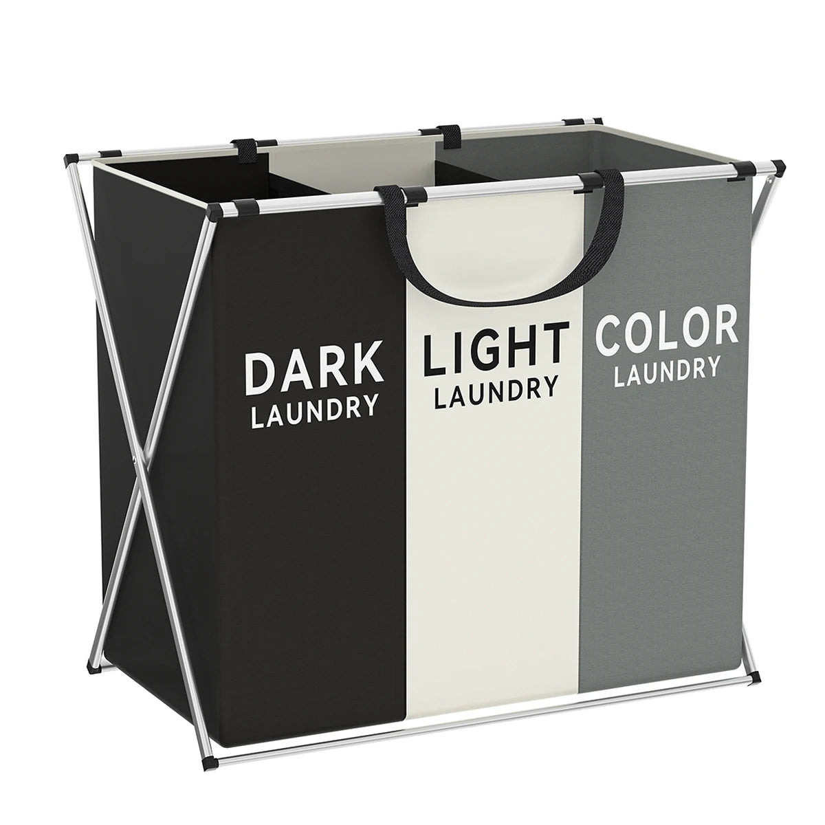1 PC Large Laundry Hamper 3 Sections Divided Laundry Basket Foldable Washing Bin Dirty Cloth Storage Bag
