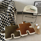 Blacket White Irregular Jigsaw Seat Cushion Chair Soft Back Cushion Home Decor Throw Pillow Comfortable Teddy Velvet Cushions