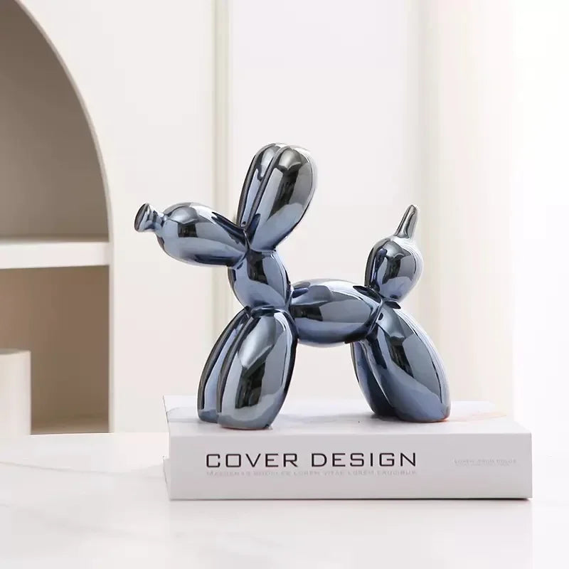 11/21CM Mini Ceramic Balloon Dog Sculpture Abstract Ornament Study Room Statue Home Office Accessories Festival Decoration ﻿