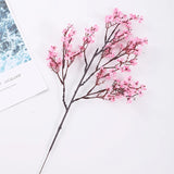 Pink Fake Cherry Blossoms & Gypsophila (Artificial Plants) - For DIY Wedding Bouquet, Home Decor & Christmas Branch
