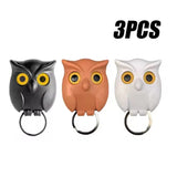 Animal Cartoon Owl Keychain Magnetic Key Hook Auto Blink Cute No Punch Storage Hook Kitchen Home Wall Decor