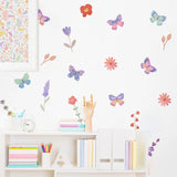 Watercolor Butterfly Flowers Cartoon Wall Sticker Child Room Girls Room Decal Kids Baby Room Bedroom Nursery Vinyl Home Decor