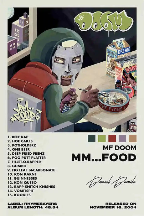 MF Doom Comic Album Poster Aesthetic Rapper Hip Hop Rock Music Band MM Food Mask Canvas For Wall Art Room Decor Home Decoration