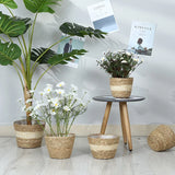 Straw Weaving Flower Plant Pot Basket Grass Planter Basket Indoor Outdoor Flower Pot Cover Plant Containers for Plantable Plants