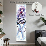 Anime Girl Dakimakura-Style Tapestry, White & Purple Uniform, Soft Bedroom Decor