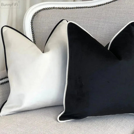 Modern Velvet Pillowcases for Living Room, Black & White Velour Cushion Covers, Sofa Decor, 45x45/50x50/30x50 cm