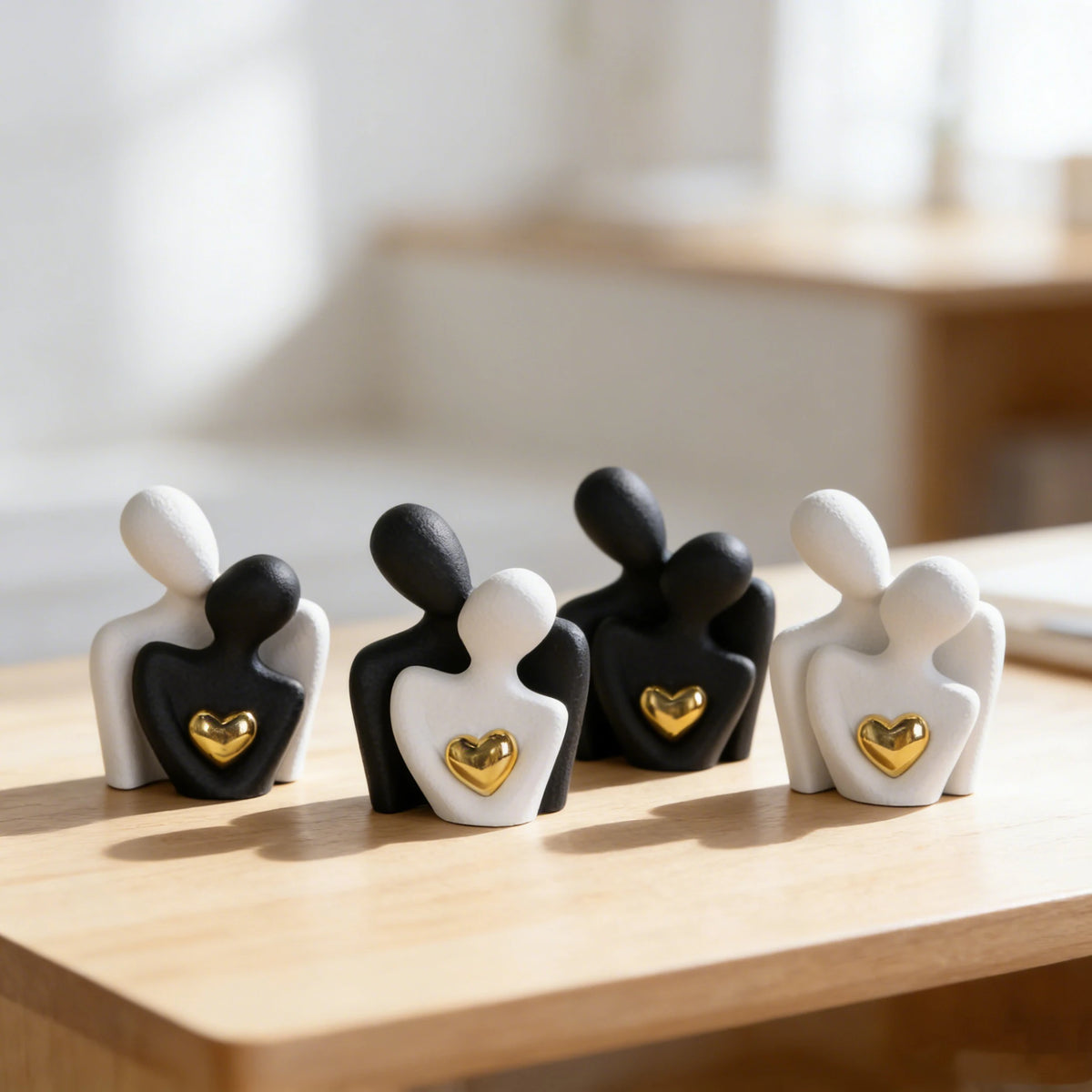 Couple Hugging Figurine Ceramic Couple Statue Abstract Modern Sculpture Love Figurines Art Craft Couple Home Accents