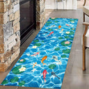 2D Ocean World Long Runner Rug Shark Coral Reef Fish Print Carpet Soft Non-Slip Underwater Adventure Home Decor Hallway Mat
